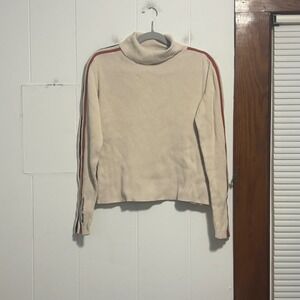 Harley Davidson Womens Beige Ribbed Turtleneck Sweater Long Sleeve Logo XL